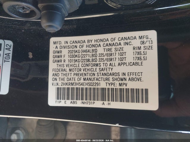2HKRM3H54EH502291 Honda CR-V EX