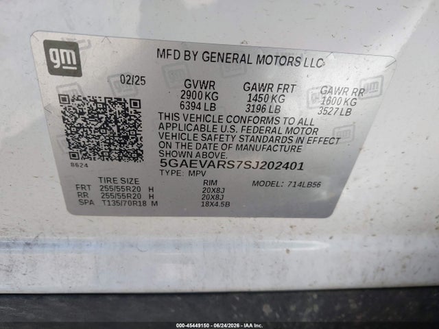 2025 Buick Enclave Preferred Awd მანქანა იყიდება აუქციონზე, vin: 5GAEVARS7SJ202401, აუქციონის ნომერი: 45449150