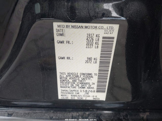 1N4AL3AP9JC158268 Nissan Altima 2.5 Sr
