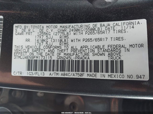 Toyota Tacoma Base V6/trd Pro 2015 3TMLU4EN9FM173115 Image 9