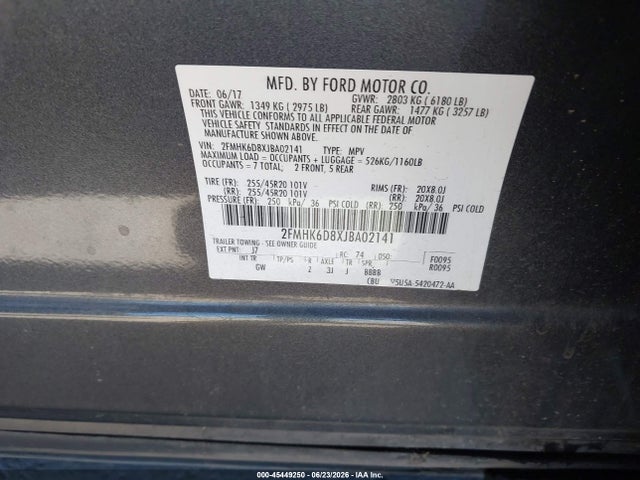 2FMHK6D8XJBA02141 Ford Flex Limited
