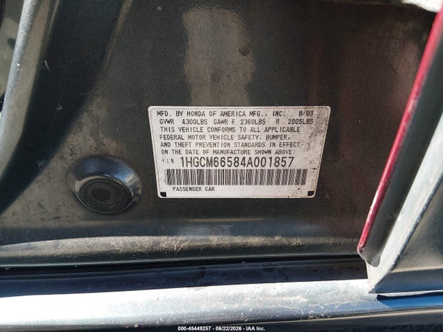Продажа на аукционе авто 2004 Honda Accord 3.0 Ex, vin: 1HGCM66584A001857, номер лота: 45449257