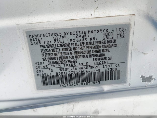 3N1AB8CV2RY292499 Nissan Sentra Sv Xtronic Cvt
