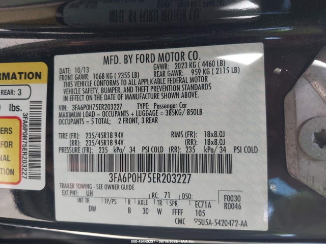Ford FUSION SE 2014 3FA6P0H75ER203227 Image 9