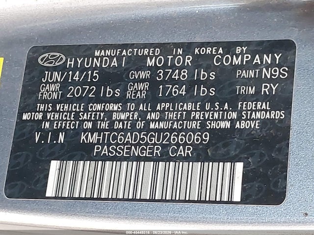 KMHTC6AD5GU266069 Hyundai Veloster