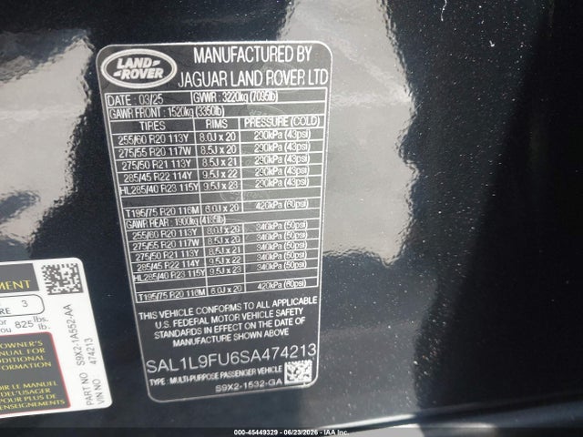 SAL1L9FU6SA474213 Land Rover Range Rover Sport P400 Dynamic Se