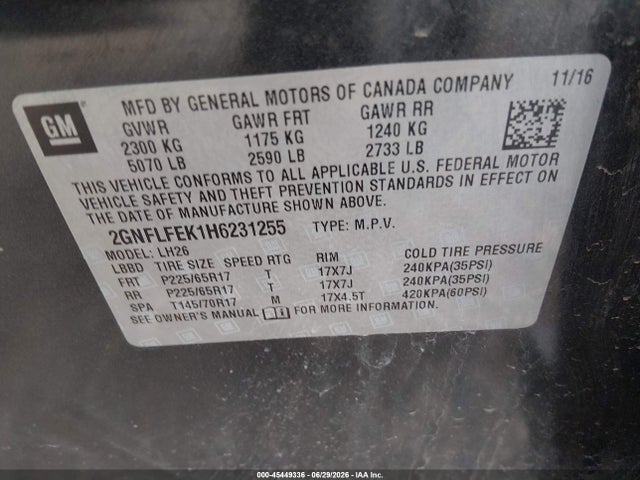 Chevrolet EQUINOX LT 2017 2GNFLFEK1H6231255 Image 9