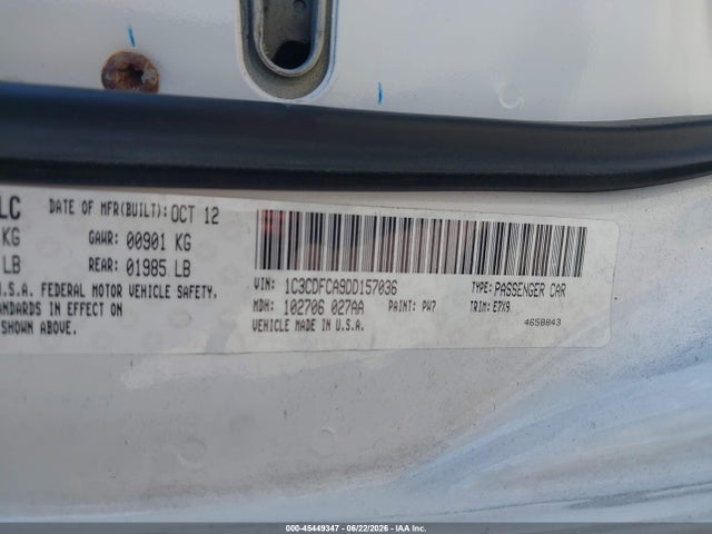 Aukcja sprzedaży 2013 Dodge Dart Limited, vin: 1C3CDFCA9DD157036, numer aukcji: 45449347