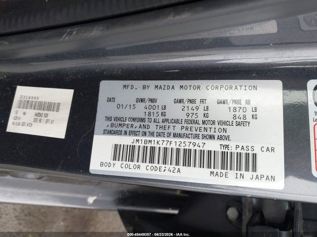 JM1BM1K77F1257947 Mazda Mazda3 I Sport