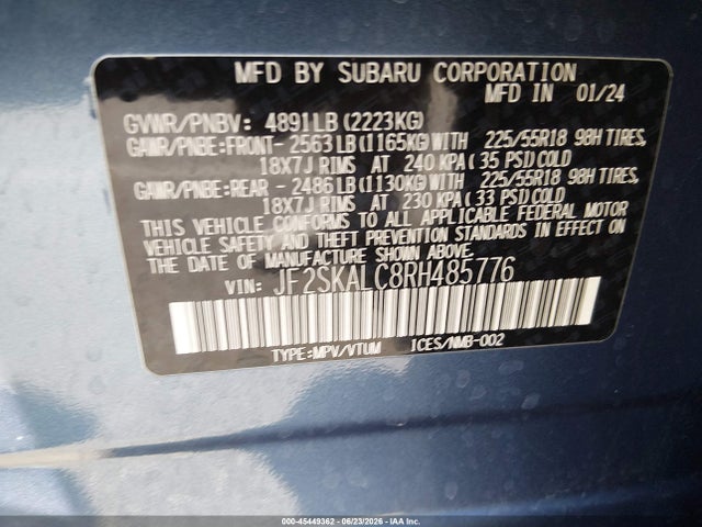 Subaru Forester Limited 2024 JF2SKALC8RH485776 Image 9