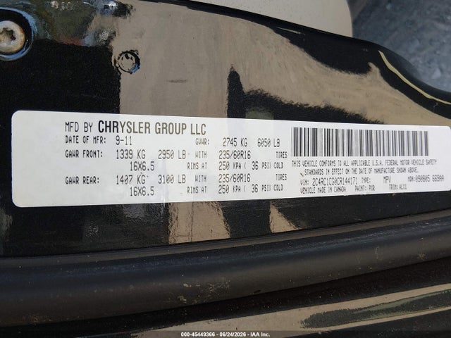 45449366 :رقم المزاد ، 2C4RC1CG0CR144171 vin ، 2012 Chrysler Town & Country Touring-l مزاد بيع