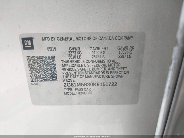 2019 Cadillac Xts Luxury მანქანა იყიდება აუქციონზე, vin: 2G61M5S30K9151722, აუქციონის ნომერი: 45449426