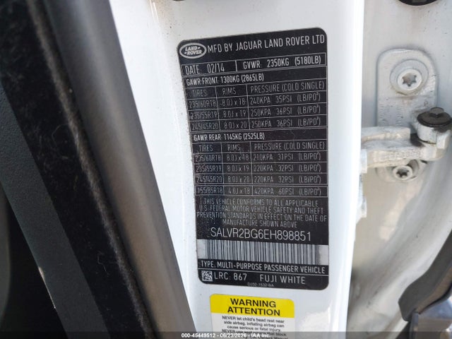 SALVR2BG6EH898851 Land Rover Range Rover Evoque Pure