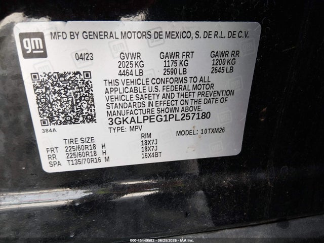 45449582 :رقم المزاد ، 3GKALPEG1PL257180 vin ، 2023 Gmc Terrain Fwd Slt مزاد بيع