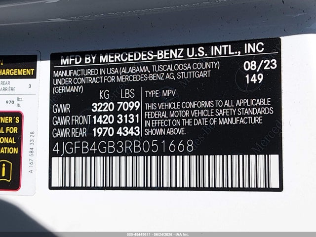 4JGFB4GB3RB051668 Mercedes-Benz Gle 450 Plug-in Hybrid 4matic