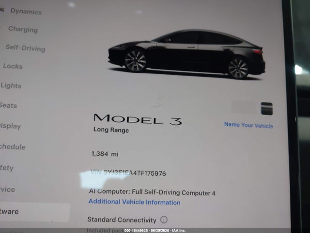 Продаж на аукціоні авто 2026 Tesla Model 3 Premium Rear-wheel Drive/rear-wheel Drive, vin: 5YJ3E1EA4TF175976, номер лоту: 45449625