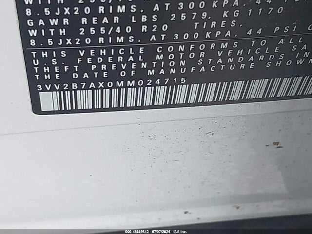 2021 Volkswagen Tiguan 2.0t Se/2.0t Se R-line Black/2.0t Sel მანქანა იყიდება აუქციონზე, vin: 3VV2B7AX0MM024715, აუქციონის ნომერი: 45449642