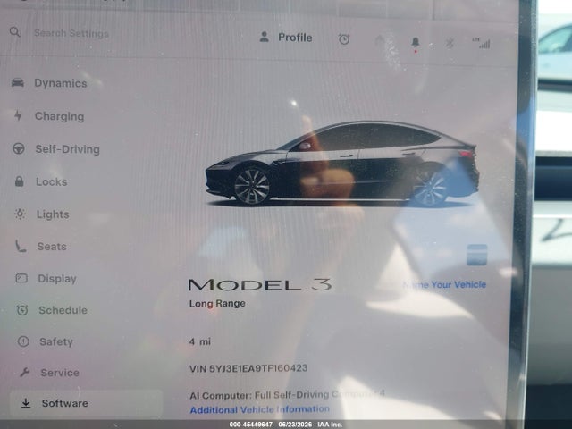 Продаж на аукціоні авто 2026 Tesla Model 3 Premium Rear-wheel Drive/rear-wheel Drive, vin: 5YJ3E1EA9TF160423, номер лоту: 45449647