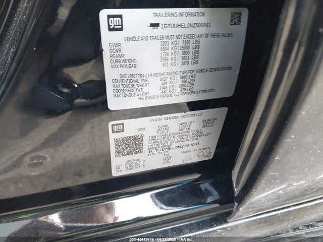 Продаж на аукціоні авто 2022 Gmc Sierra 1500 4wd  Short Box Denali Ultimate, vin: 1GTUUHEL0NZ500041, номер лоту: 45449746