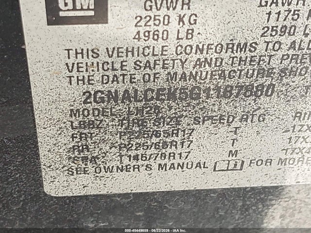 Chevrolet EQUINOX LT 2016 2GNALCEK5G1187880 Image 9