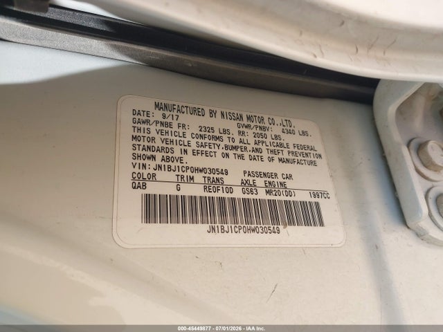 Aukcja sprzedaży 2017 Nissan Rogue Sport Sv, vin: JN1BJ1CP0HW030549, numer aukcji: 45449877