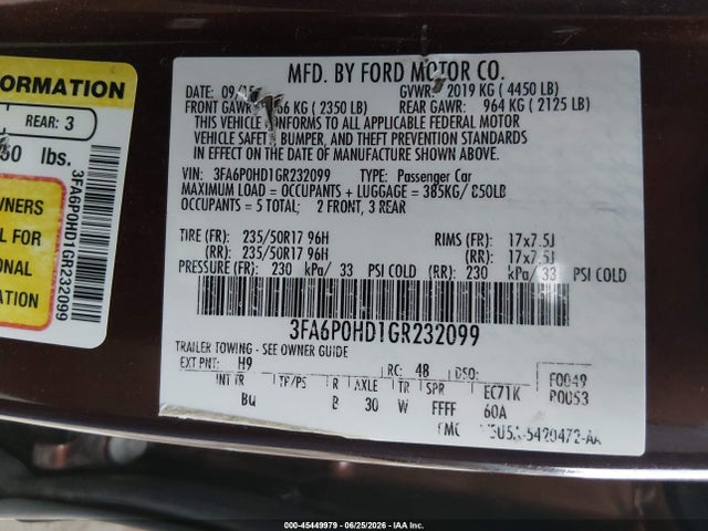 3FA6P0HD1GR232099 Ford FUSION SE