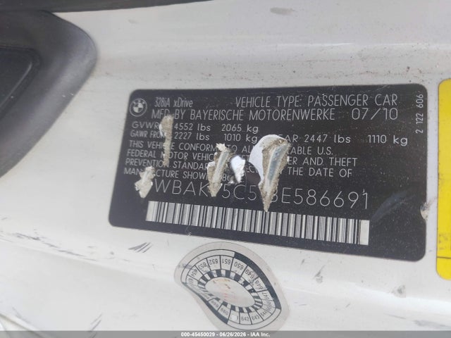 Продажа на аукционе авто 2011 Bmw 328i Xdrive, vin: WBAKF5C51BE586691, номер лота: 45450029