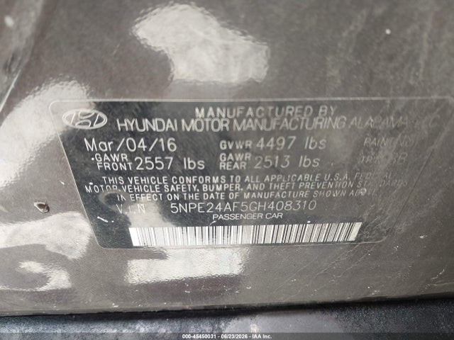 Hyundai Sonata 2016 5NPE24AF5GH408310 Image 9