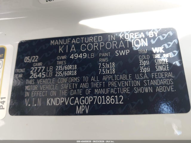 KNDPVCAG0P7018612 KIA Sportage Hybrid Ex