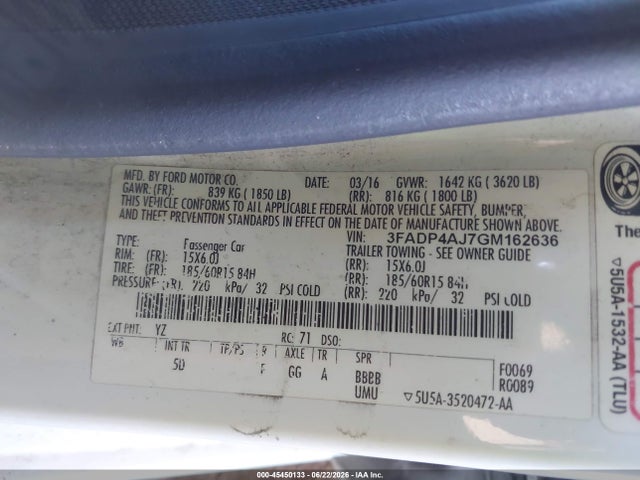 Ford FIESTA S 2016 3FADP4AJ7GM162636 Image 9