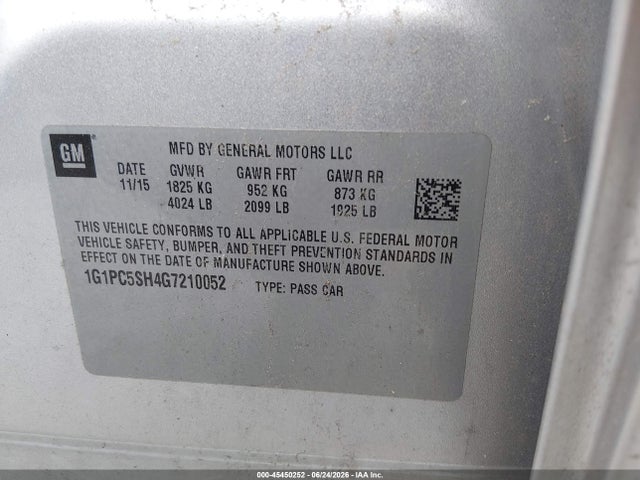 1G1PC5SH4G7210052 Chevrolet Cruze Limited Ls Auto
