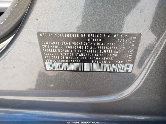 3VW2K7AJ9EM314069 Volkswagen Jetta 2.0l S