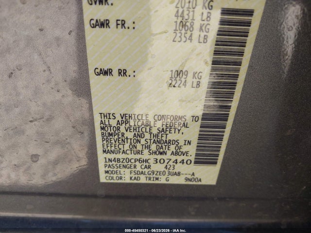 Nissan Leaf Sl 2017 1N4BZ0CP6HC307440 Image 9