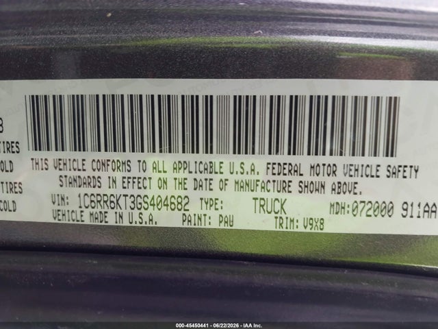 Продажа на аукционе авто 2016 Ram 1500 Express, vin: 1C6RR6KT3GS404682, номер лота: 45450441