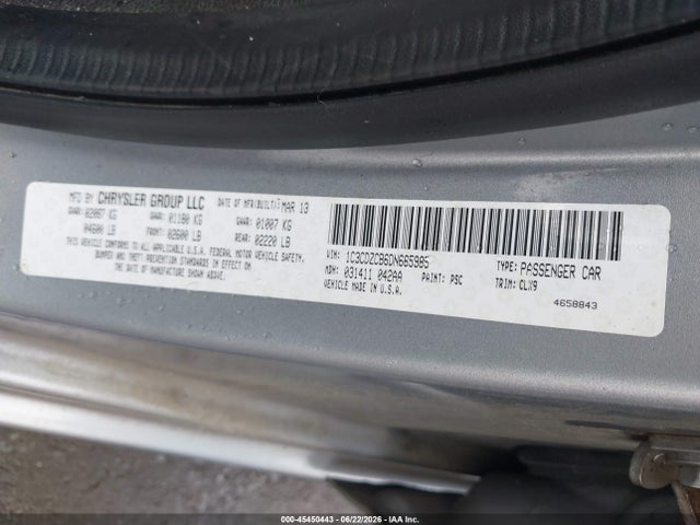 Aukcja sprzedaży 2013 Dodge Avenger Sxt, vin: 1C3CDZCB6DN665985, numer aukcji: 45450443