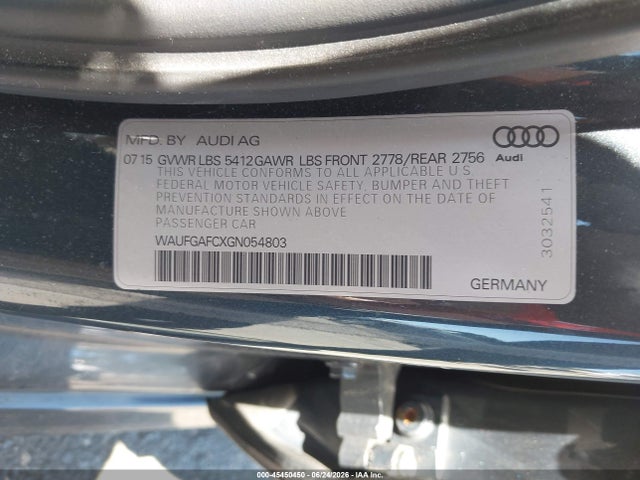 Aukcja sprzedaży 2016 Audi A6 3.0t Premium Plus, vin: WAUFGAFCXGN054803, numer aukcji: 45450450