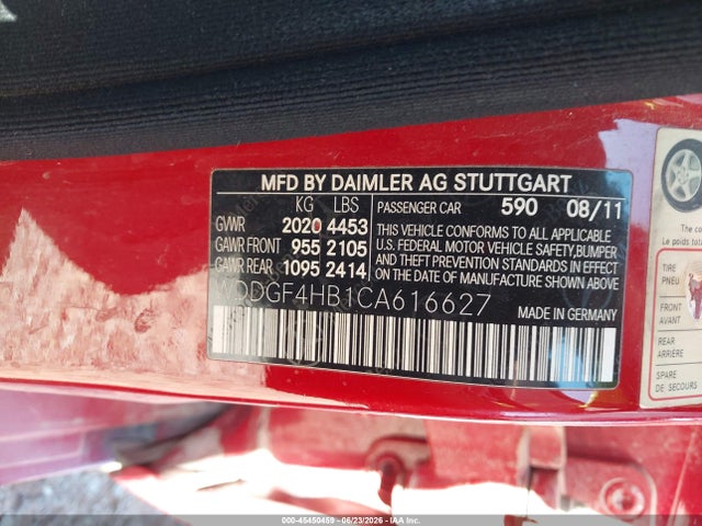 Aukcja sprzedaży 2012 Mercedes-benz C 250 Luxury/sport, vin: WDDGF4HB1CA616627, numer aukcji: 45450459