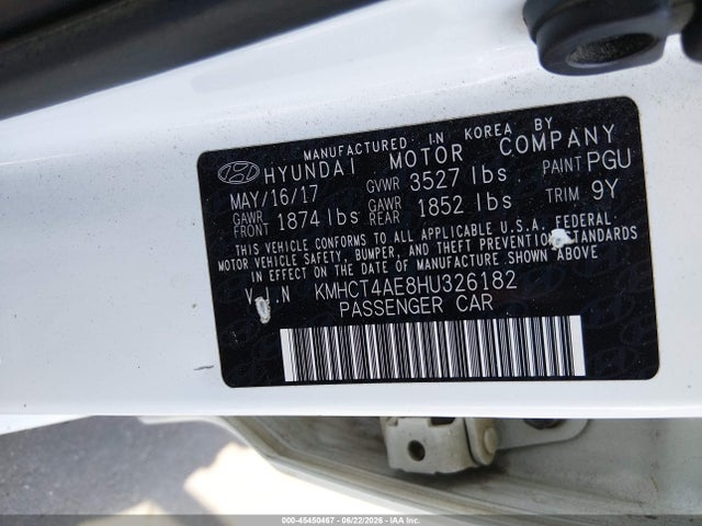 45450467 :رقم المزاد ، KMHCT4AE8HU326182 vin ، 2017 Hyundai Accent Se مزاد بيع