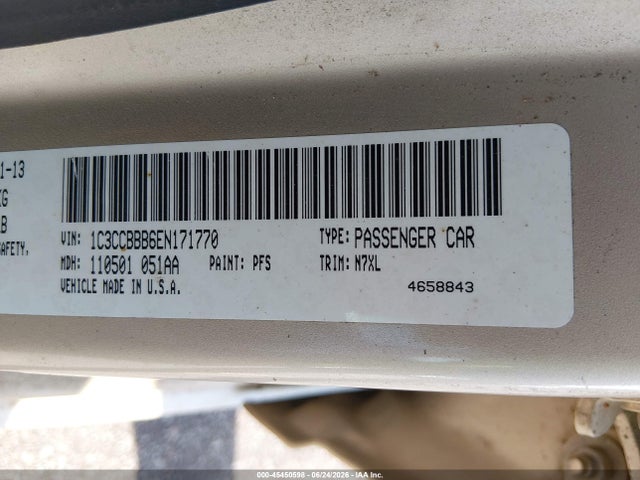 45450598 :رقم المزاد ، 1C3CCBBB6EN171770 vin ، 2014 Chrysler 200 Touring مزاد بيع