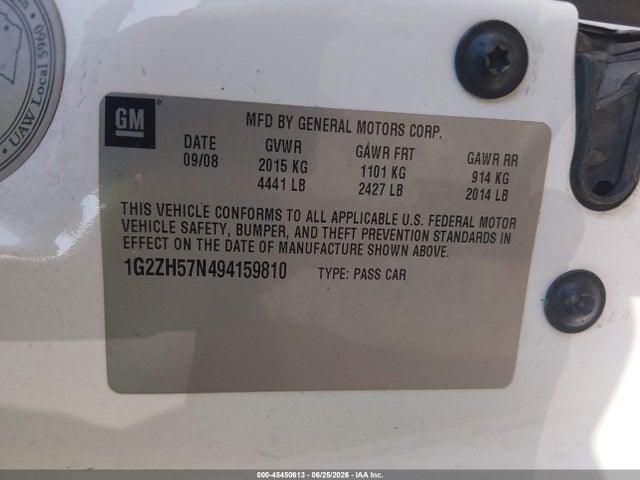 Aukcja sprzedaży 2009 Pontiac G6 Gt, vin: 1G2ZH57N494159810, numer aukcji: 45450613
