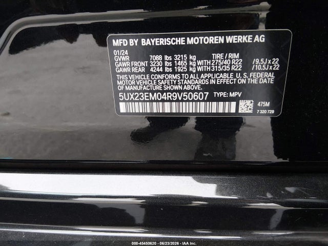 BMW X7 Xdrive40i 2024 5UX23EM04R9V50607 Image 9