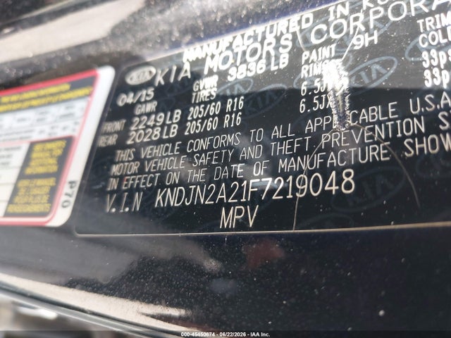 Aukcja sprzedaży 2015 Kia Soul, vin: KNDJN2A21F7219048, numer aukcji: 45450674