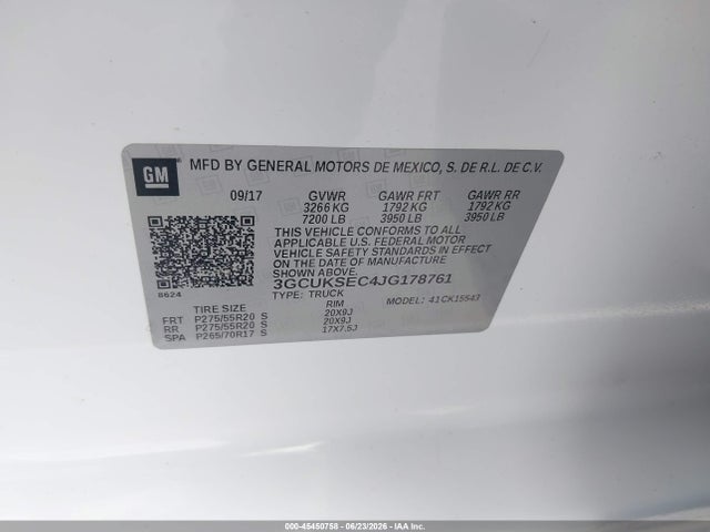 Chevrolet Silverado 1500 1lz 2018 3GCUKSEC4JG178761 Image 9