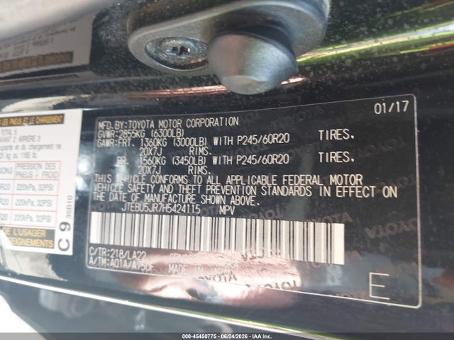 Toyota 4runner Limited 2017 JTEBU5JR7H5424115 Image 9