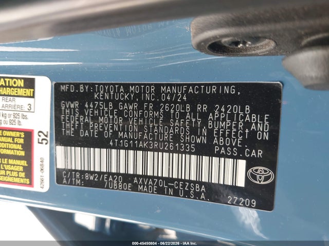 Toyota CAMRY SE 2024 4T1G11AK3RU261335 Image 9