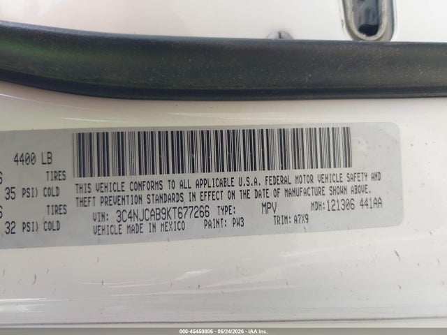 3C4NJCAB9KT677266 Jeep Compass Sport Fwd
