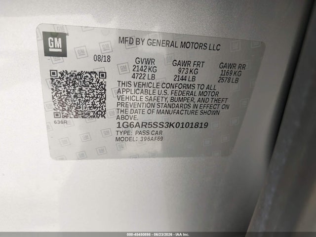 Продажа на аукционе авто 2019 Cadillac Cts Luxury, vin: 1G6AR5SS3K0101819, номер лота: 45450898