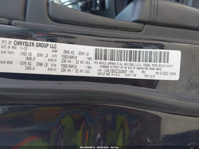 Aukcja sprzedaży 2012 Jeep Grand Cherokee Limited, vin: 1C4RJFBG5CC223607, numer aukcji: 45450910
