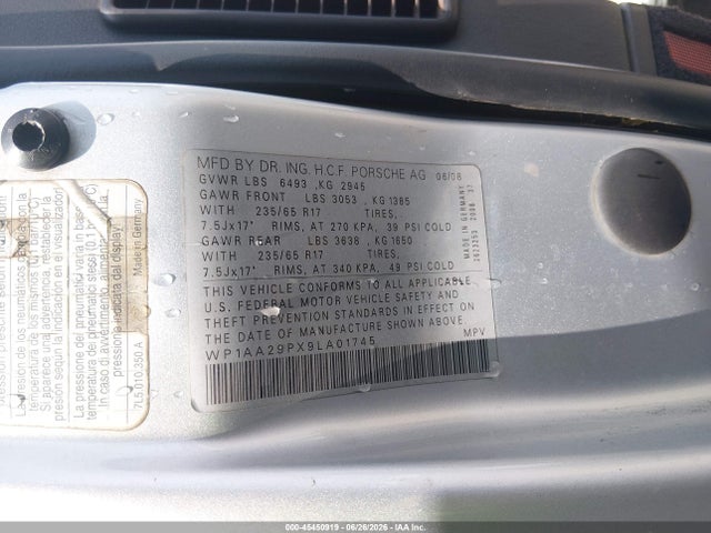 45450919 :رقم المزاد ، WP1AA29PX9LA01745 vin ، 2009 Porsche Cayenne مزاد بيع