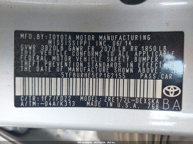 Toyota Corolla S Plus 2014 5YFBURHE5EP162155 Image 9